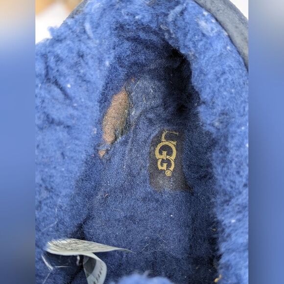 UGG Mens ASCOT Suede Shearling Lined Moccasin Slippers Blue/Yellow main image 10